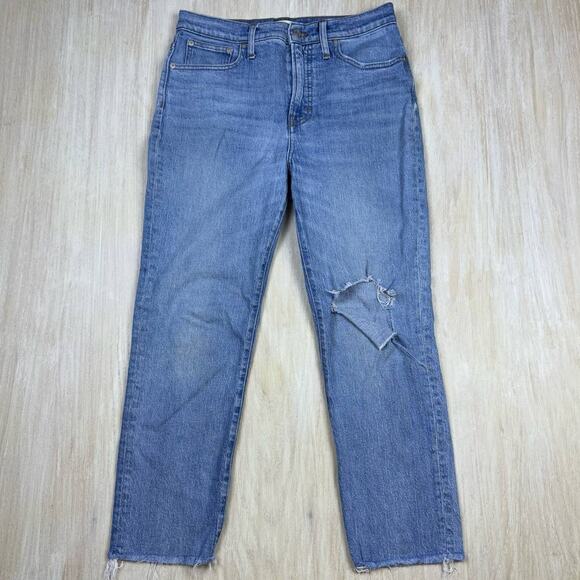 Madewell The Perfect Vintage Jean Distressed Ripped Fray Hem High Rise Jeans 29 - Picture 1 of 16
